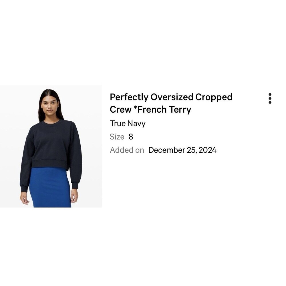 Lululemon Perfectly Oversized Cropped Crew French Terry True Navy Sweatshirt 8